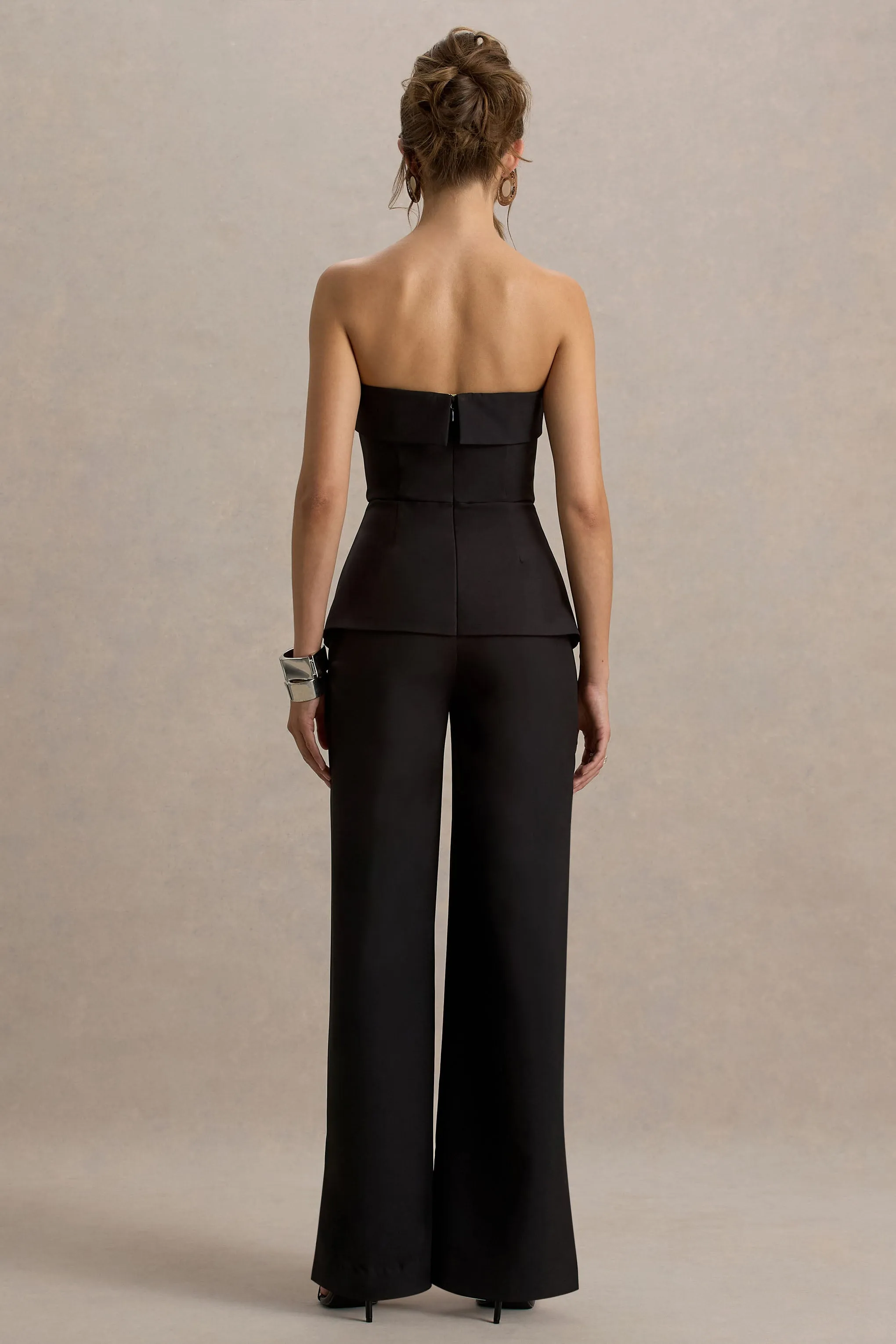 Noemi | Black Bandeau Tailored Jumpsuit sold by Club L London product image thumbnail 2