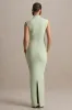 Kienna | Light Green Ruched High-Neck Maternity Maxi Dress sold by Club L London