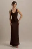 Morgan | Brown Satin Corset Maxi Dress sold by Club L London