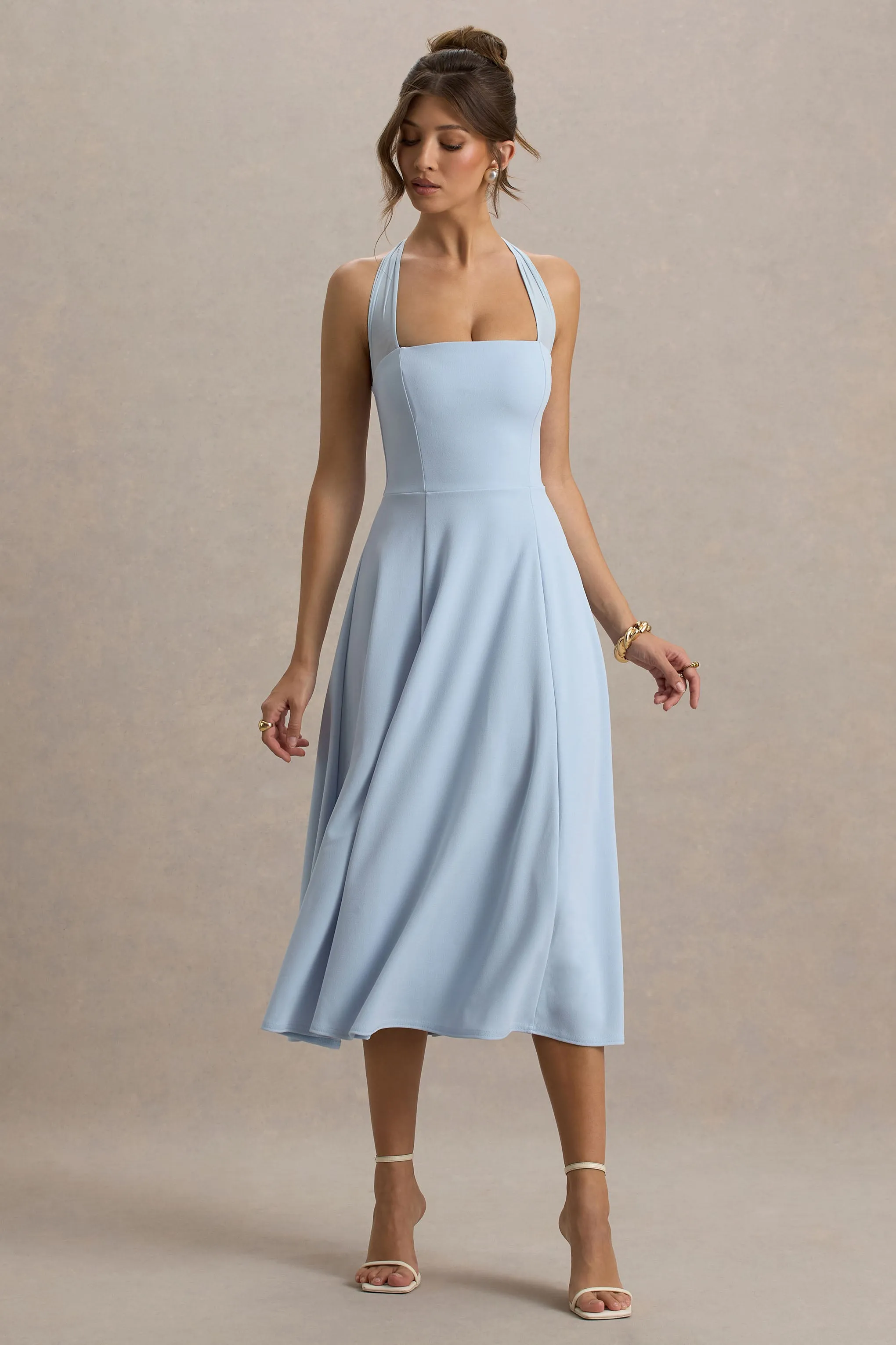 Auburn | Powder Blue Halter-Neck Midi Dress sold by Club L London product image thumbnail 4