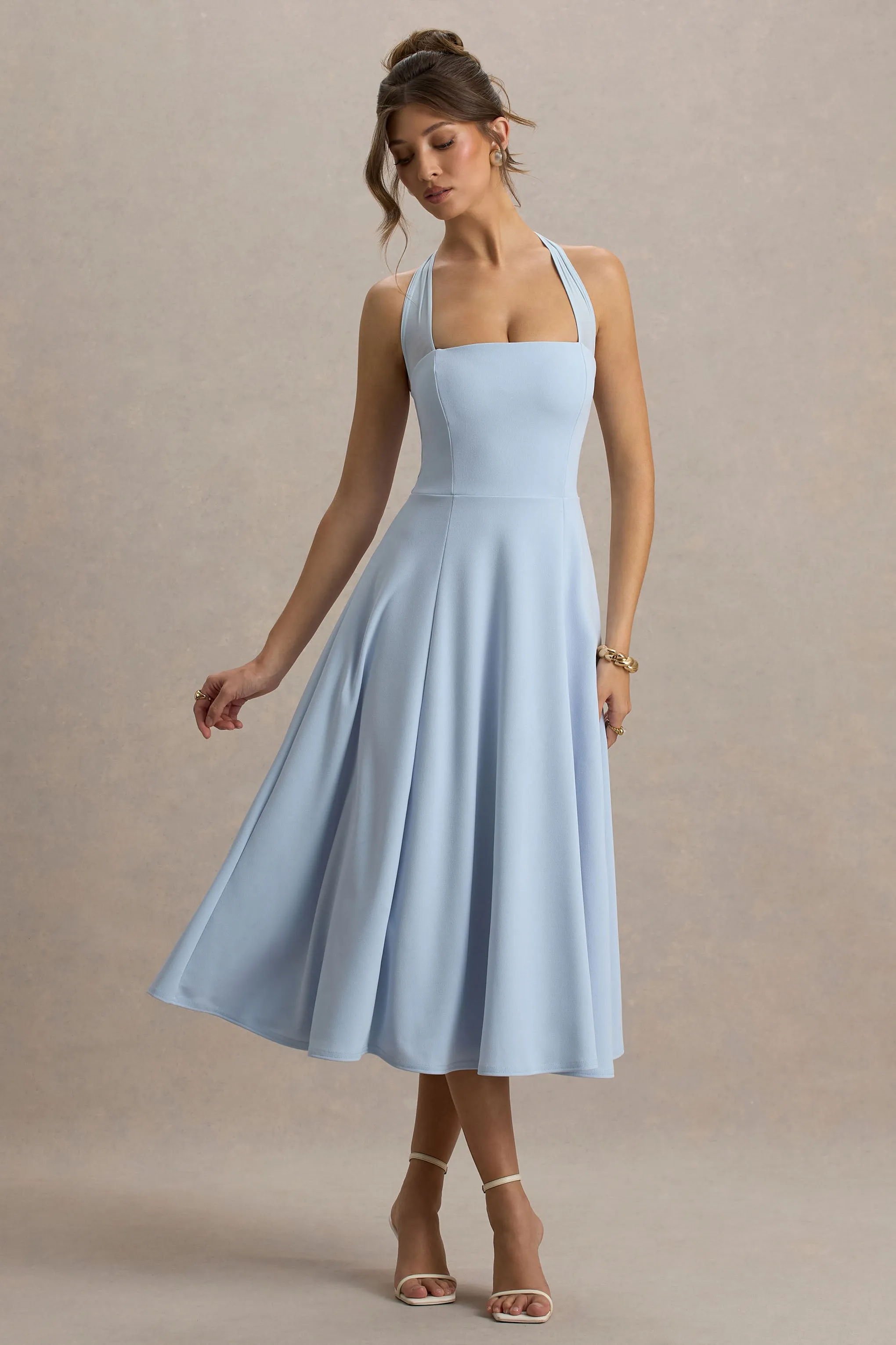 Auburn | Powder Blue Halter-Neck Midi Dress sold by Club L London product image thumbnail 5