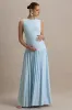 Outline | Powder Blue High-Neck Maternity Maxi Dress With Draped Skirt sold by Club L London
