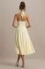 Auburn | Pale Lemon Halter-Neck Midi Dress sold by Club L London