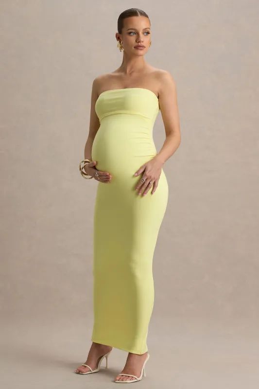 Juniper | Lemon Strapless Maternity Maxi Dress sold by Club L London