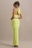 Aura | Lime Green Halter-Neck Cut-Out Split Maxi Dress sold by Club L London