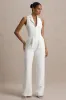 Trixie | White Plunge-Neck Tailored Jumpsuit sold by Club L London