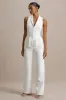 Trixie | White Plunge-Neck Tailored Jumpsuit sold by Club L London