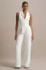 Trixie | White Plunge-Neck Tailored Jumpsuit sold by Club L London