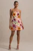 Kristen | Pink Floral Embellished Bandeau-Neck Mini Dress sold by Club L London