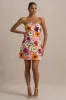 Kristen | Pink Floral Embellished Bandeau-Neck Mini Dress sold by Club L London
