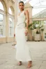 Morgan | Champagne Satin Corset Maxi Dress sold by Club L London