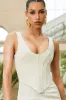 Morgan | Champagne Satin Corset Maxi Dress sold by Club L London