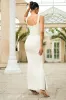 Morgan | Champagne Satin Corset Maxi Dress sold by Club L London