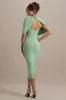Cecille | Light Green Midi Dress With Cape Sleeve Detail sold by Club L London