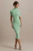 Cecille | Light Green Midi Dress With Cape Sleeve Detail sold by Club L London