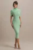 Cecille | Light Green Midi Dress With Cape Sleeve Detail sold by Club L London