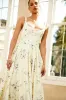 Lissa | Lemon Floral Bouquet Print Square-Neck Midi Dress sold by Club L London