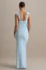 Sheen | Powder Blue Sweetheart Bow Strap Maternity Midi Dress sold by Club L London