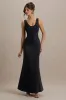 Morgan | Black Satin Corset Maxi Dress sold by Club L London