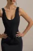 Morgan | Black Satin Corset Maxi Dress sold by Club L London