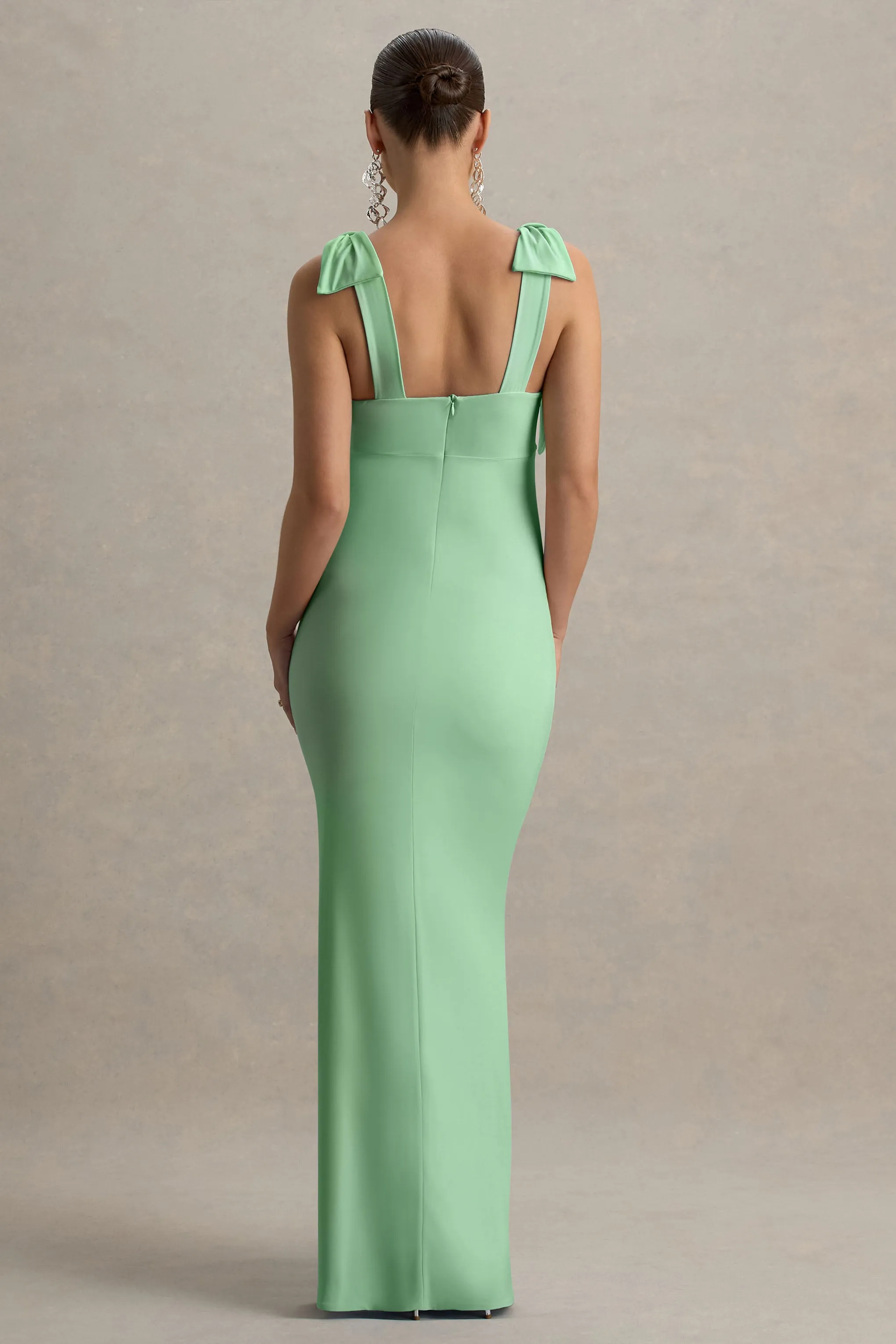 Sheen | Light Green Sweetheart Bow Strap Maternity Maxi Dress sold by Club L London product image thumbnail 2