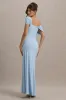 Amel | Powder Blue Asymmetric Maxi Dress sold by Club L London