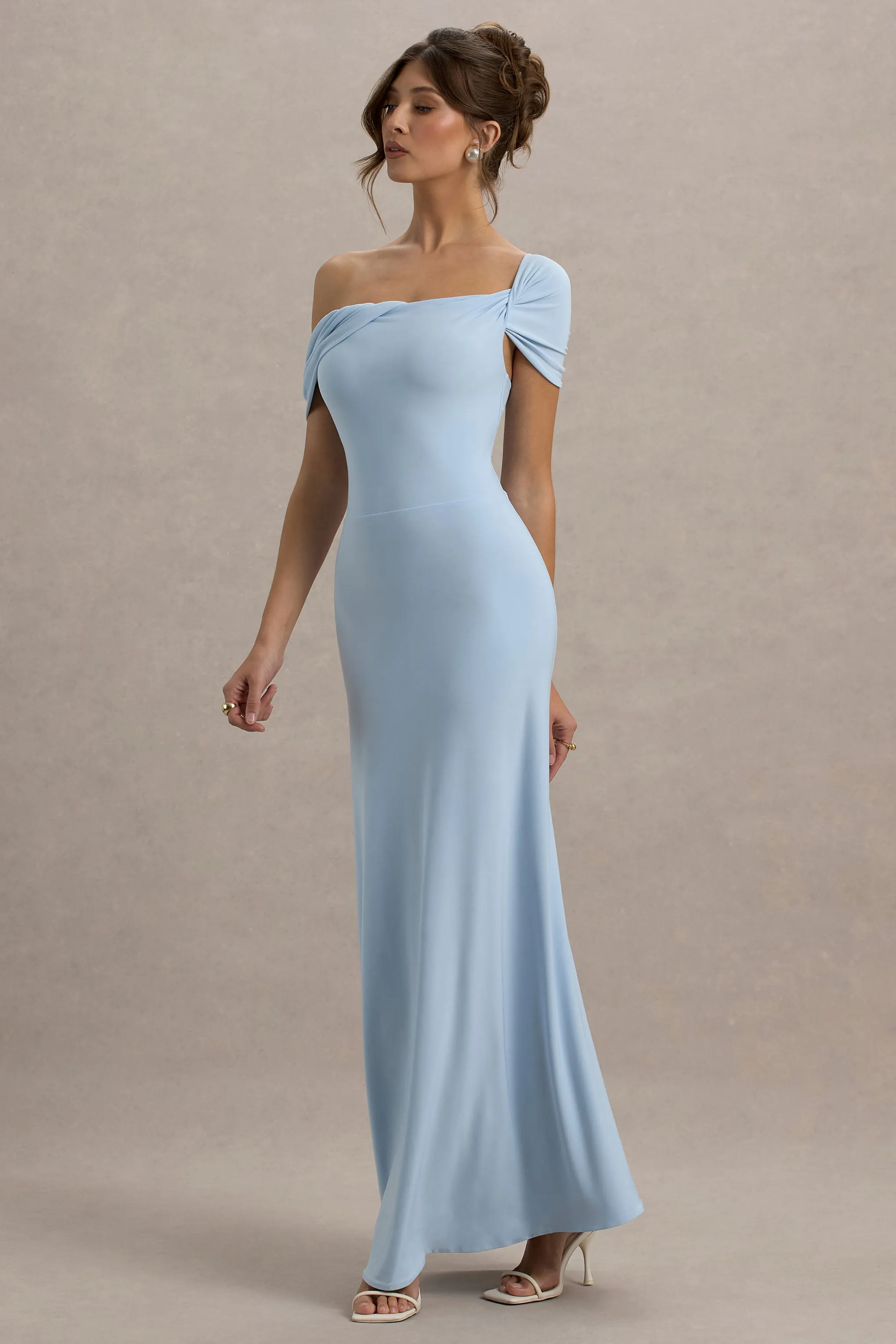 Amel | Powder Blue Asymmetric Maxi Dress sold by Club L London product image thumbnail 5