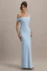 Amel | Powder Blue Asymmetric Maxi Dress sold by Club L London