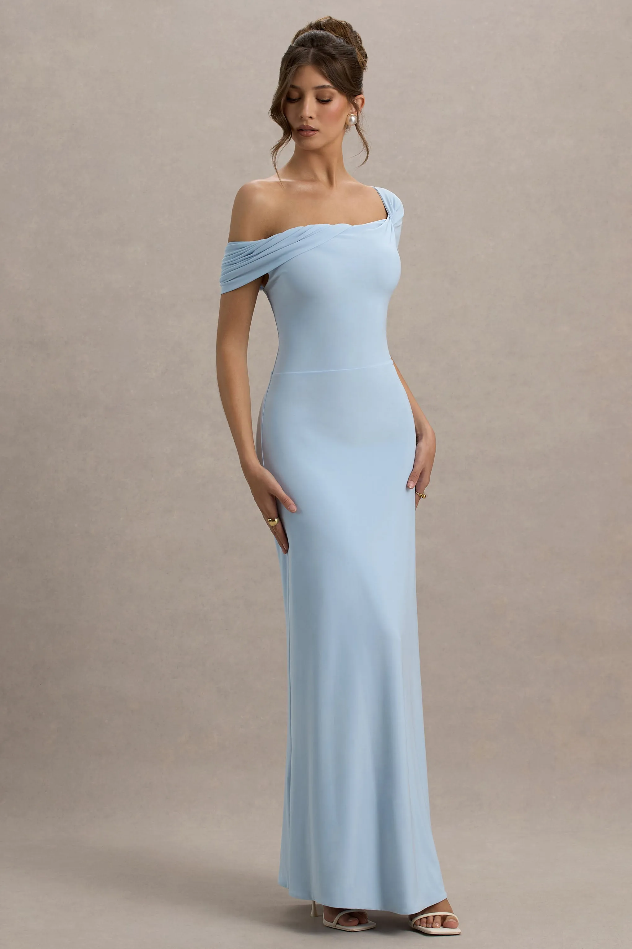 Amel | Powder Blue Asymmetric Maxi Dress sold by Club L London product image thumbnail 4