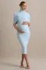 Augustina | Powder Blue Maternity Midi Dress With Cape sold by Club L London