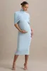 Augustina | Powder Blue Maternity Midi Dress With Cape sold by Club L London