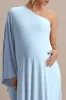 Waves | Powder Blue Asymmetric Maternity Maxi Dress With One-Sleeve Cape sold by Club L London