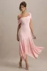 Castor | Pink Asymmetric Midi Dress sold by Club L London