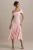 Castor | Pink Asymmetric Midi Dress sold by Club L London