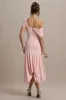 Castor | Pink Asymmetric Midi Dress sold by Club L London