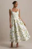 Rosemary | Floral Print Sweetheart Midi Dress With Drop Waist sold by Club L London