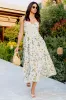Rosemary | Floral Print Sweetheart Midi Dress With Drop Waist sold by Club L London