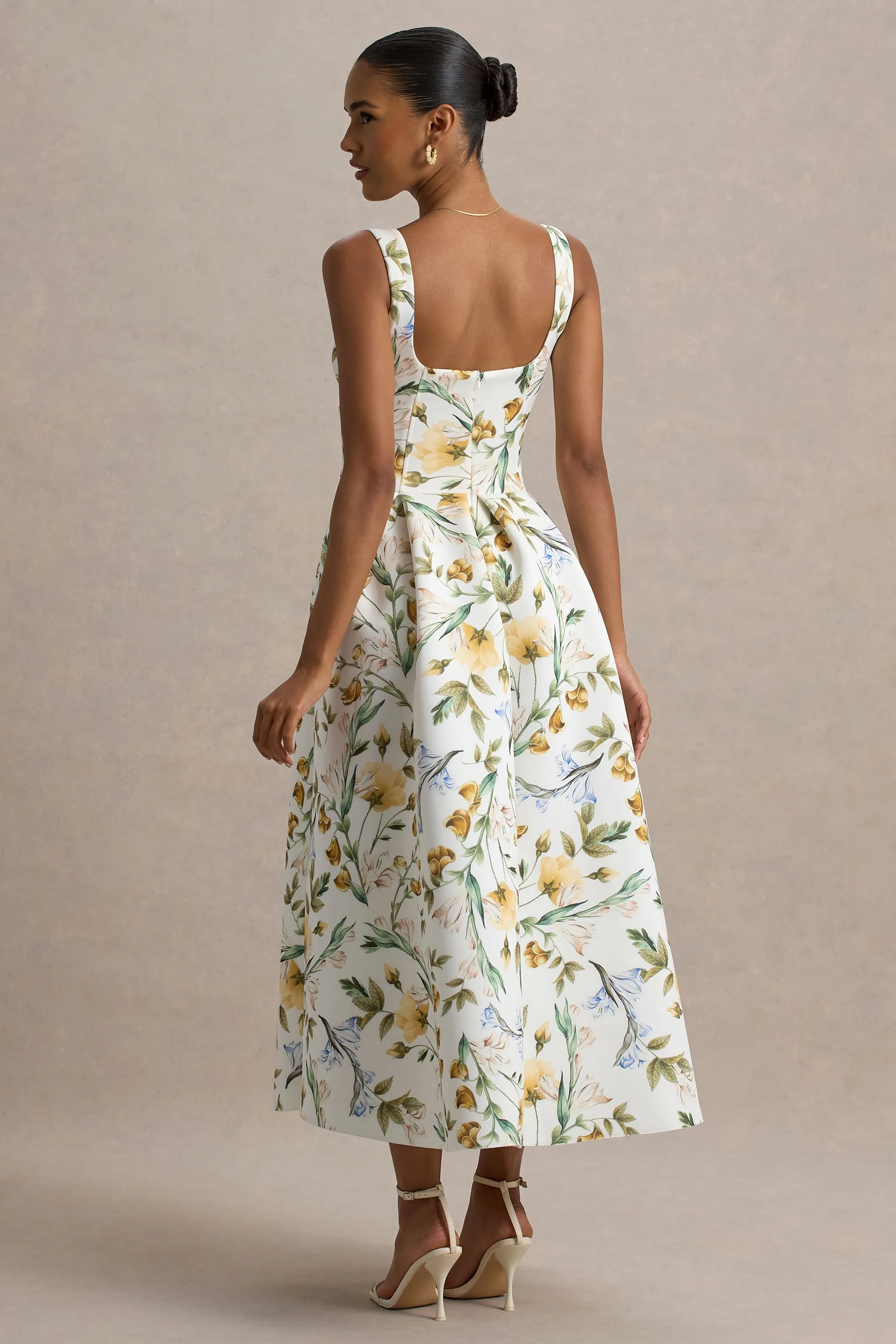 Rosemary | Floral Print Sweetheart Midi Dress With Drop Waist sold by Club L London product image thumbnail 3