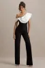 Falling For You | Black & White Asymmetric Draped Jumpsuit sold by Club L London