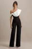 Falling For You | Black & White Asymmetric Draped Jumpsuit sold by Club L London