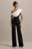 Falling For You | Black & White Asymmetric Draped Jumpsuit sold by Club L London