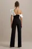 Falling For You | Black & White Asymmetric Draped Jumpsuit sold by Club L London