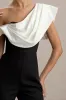 Falling For You | Black & White Asymmetric Draped Jumpsuit sold by Club L London