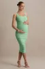 Lisbon | Light Green Maternity Square Neck Ruched Midi Dress sold by Club L London