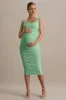 Lisbon | Light Green Maternity Square Neck Ruched Midi Dress sold by Club L London