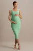 Lisbon | Light Green Maternity Square Neck Ruched Midi Dress sold by Club L London
