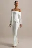Jovie | White Bardot Wrap Maxi Dress With Sash Detail sold by Club L London
