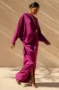 Tina | Pink Satin Plunge-Neck Embellished Maxi Dress sold by Club L London