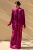 Tina | Pink Satin Plunge-Neck Embellished Maxi Dress sold by Club L London