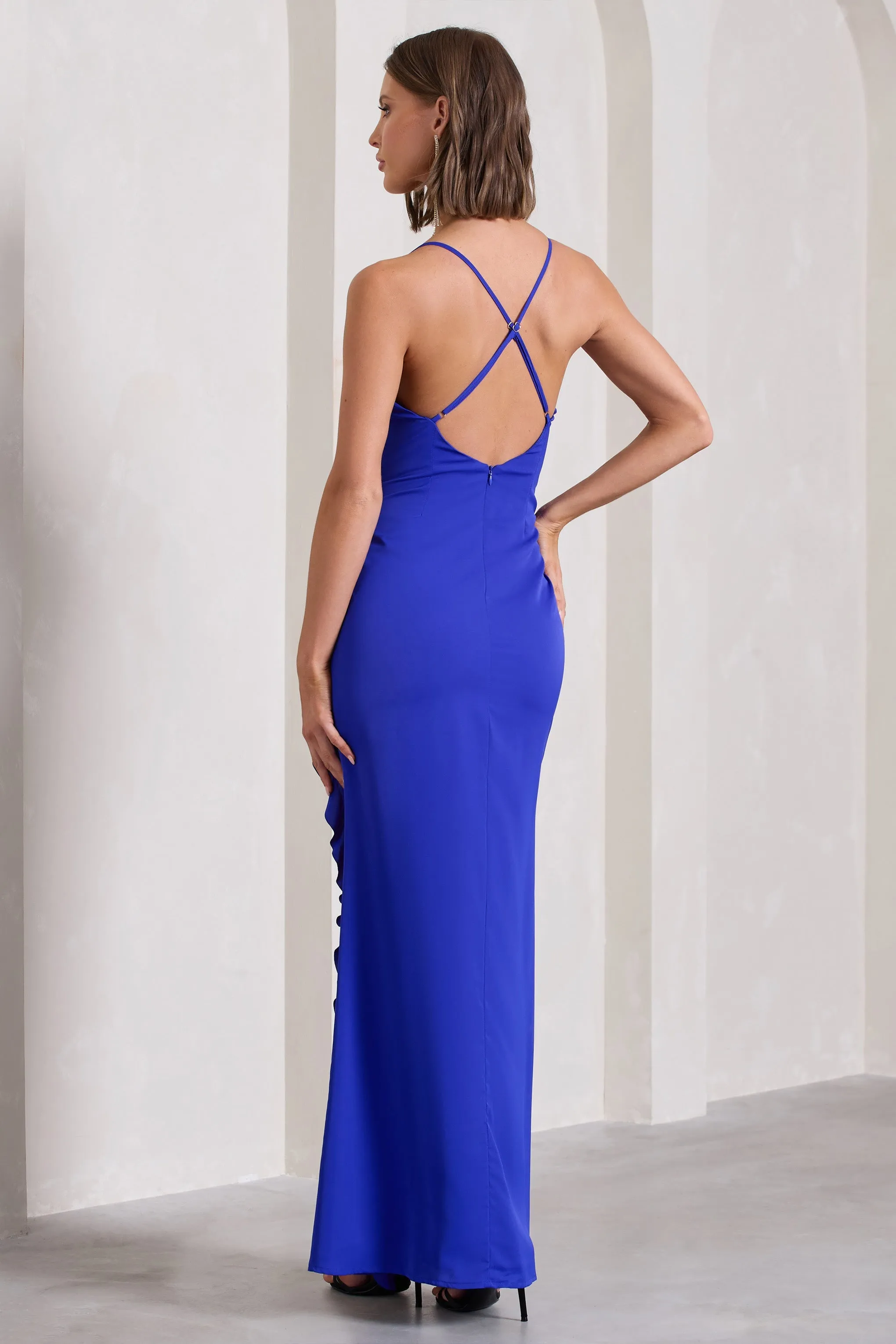 Run The World | Royal Blue Sweetheart Neckline Ruffle Maxi Dress sold by Club L London product image thumbnail 4